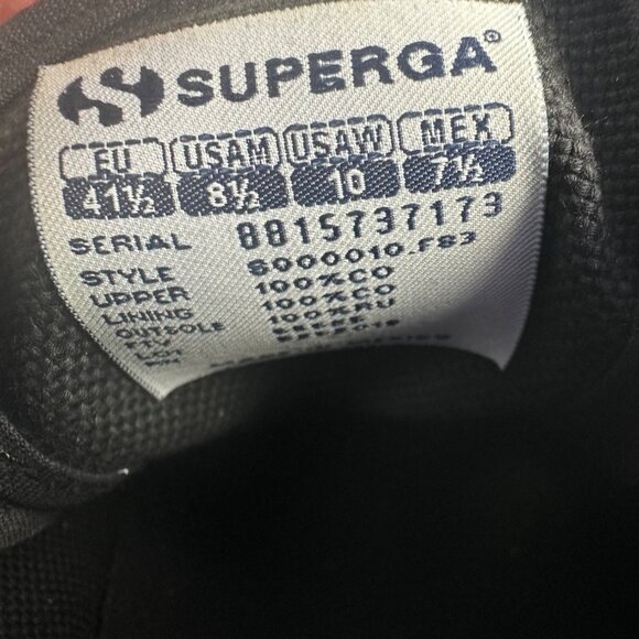 Superga Cotu Classic Sneakers Women’s US 10  Black Canvas Casual Shoes - Picture 2 of 11